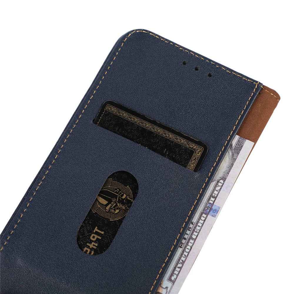 KHAZNEH For Xiaomi 17 Pro Case Wallet Genuine Cow Leather Phone Cover Nappa Texture - Blue