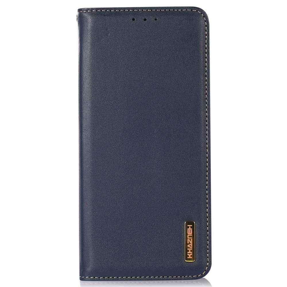 KHAZNEH For Xiaomi 17 Pro Case Wallet Genuine Cow Leather Phone Cover Nappa Texture - Blue