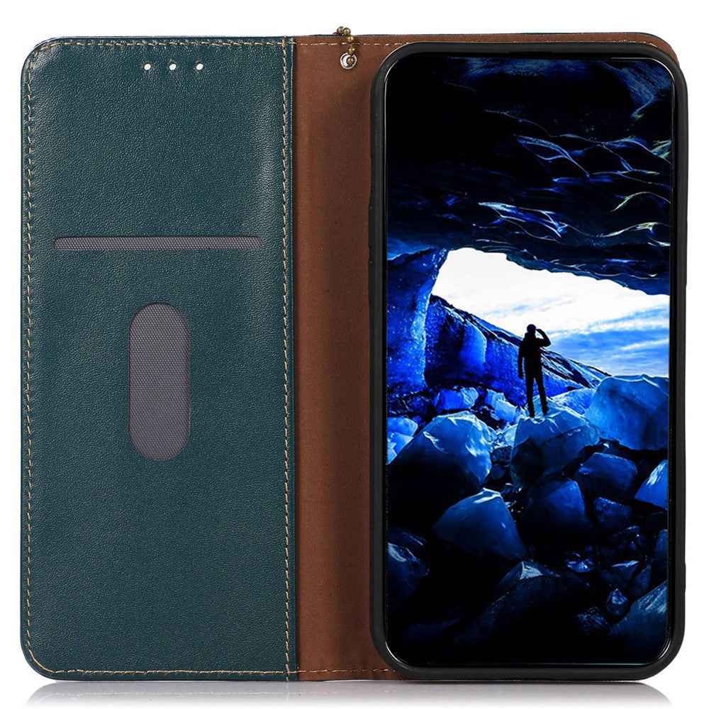 KHAZNEH For Xiaomi 17 Pro Case Wallet Genuine Cow Leather Phone Cover Nappa Texture - Green