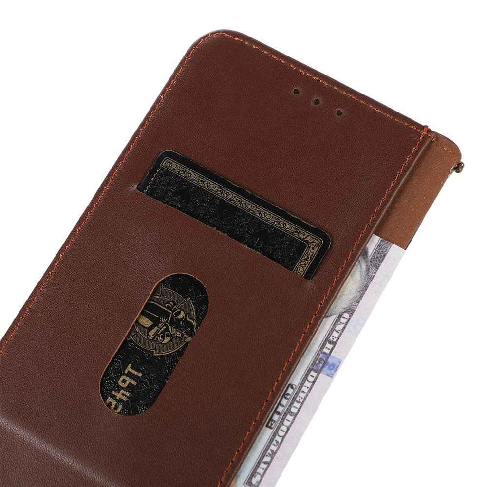 KHAZNEH For Xiaomi 17 Pro Case Wallet Genuine Cow Leather Phone Cover Nappa Texture - Brown