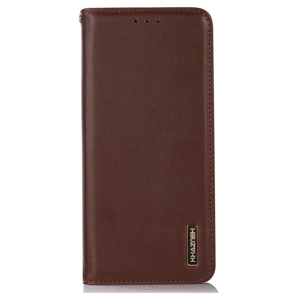 KHAZNEH For Xiaomi 17 Pro Case Wallet Genuine Cow Leather Phone Cover Nappa Texture - Brown