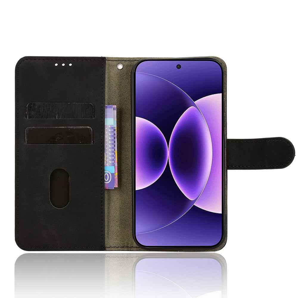 For Xiaomi 17 Pro Leather Case Skin Feel Anti Drop Wallet Flip Phone Cover - Black