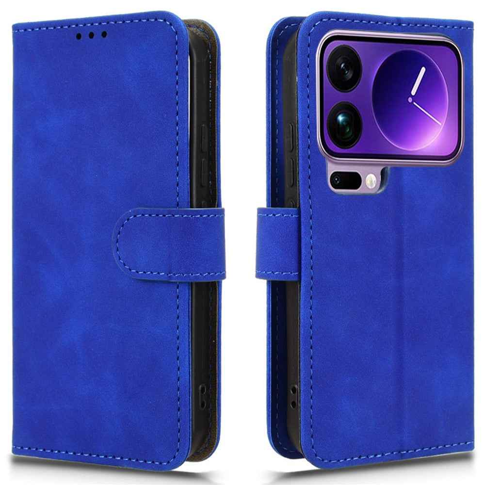 For Xiaomi 17 Pro Leather Case Skin Feel Anti Drop Wallet Flip Phone Cover - Blue