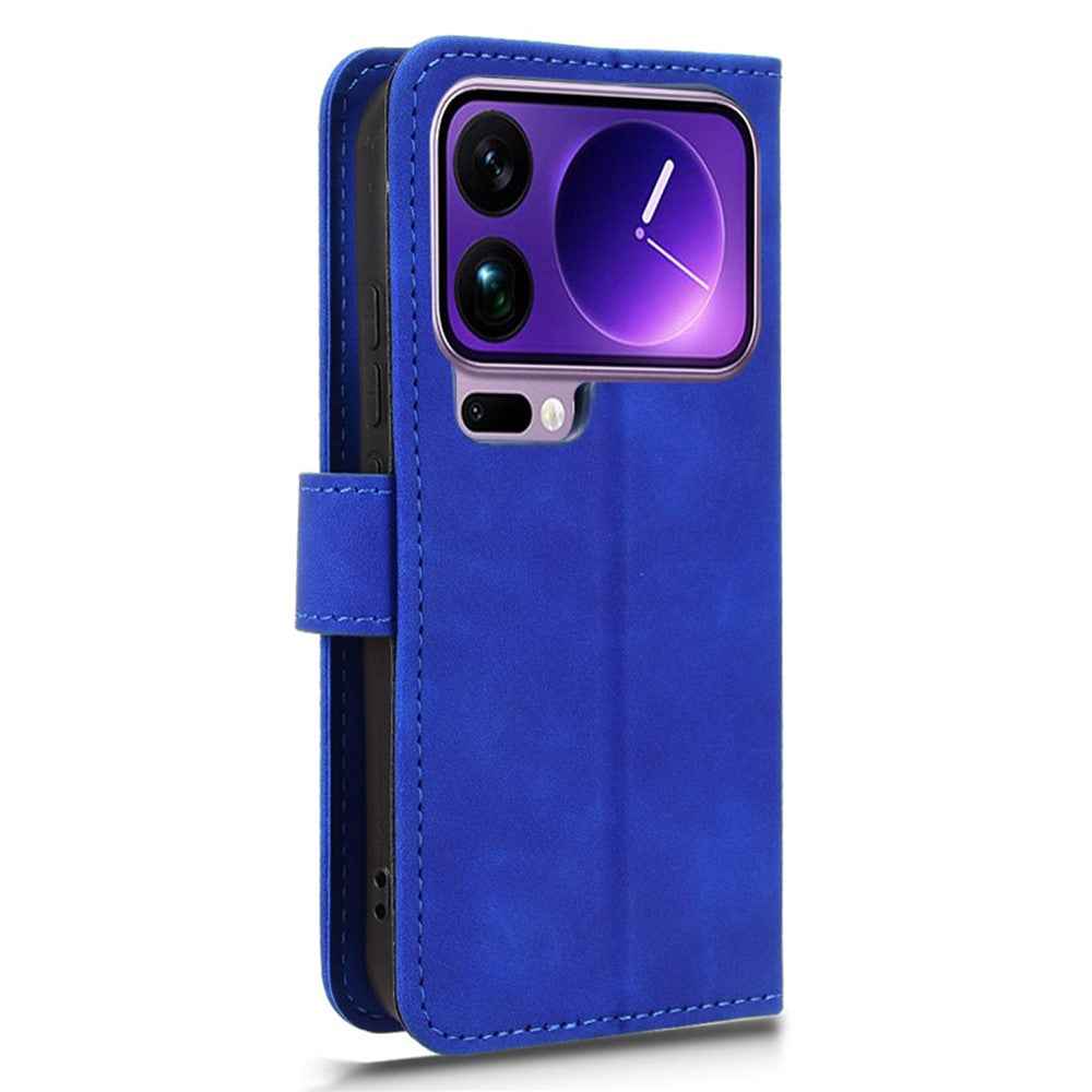 For Xiaomi 17 Pro Leather Case Skin Feel Anti Drop Wallet Flip Phone Cover - Blue