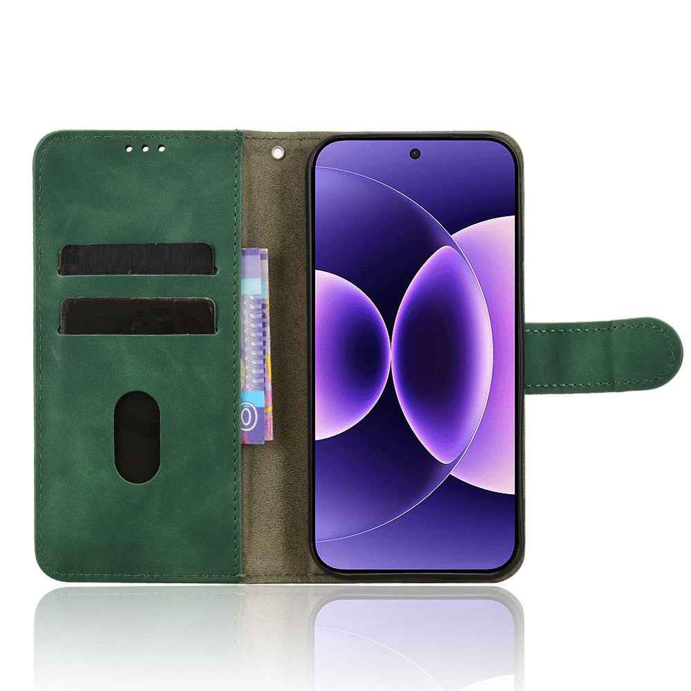 For Xiaomi 17 Pro Leather Case Skin Feel Anti Drop Wallet Flip Phone Cover - Green