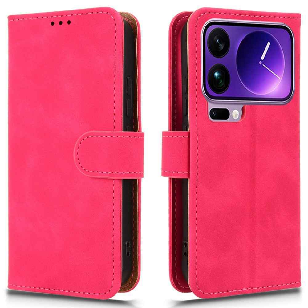 For Xiaomi 17 Pro Leather Case Skin Feel Anti Drop Wallet Flip Phone Cover - Rose