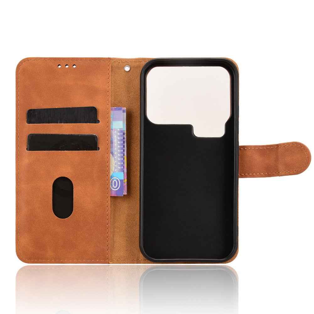 For Xiaomi 17 Pro Leather Case Skin Feel Anti Drop Wallet Flip Phone Cover - Brown
