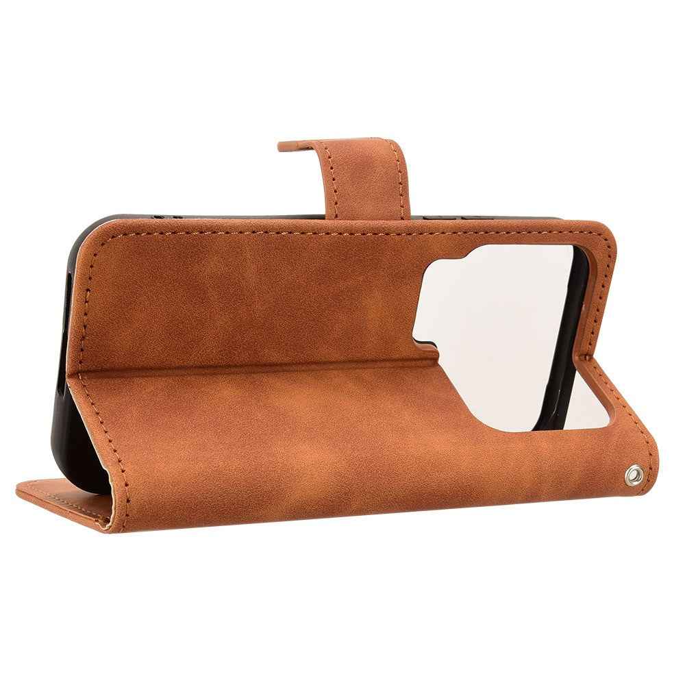For Xiaomi 17 Pro Leather Case Skin Feel Anti Drop Wallet Flip Phone Cover - Brown