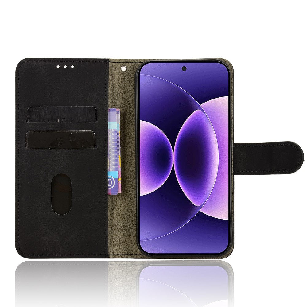 For Xiaomi 17 Pro Max Leather Case Skin Feel Anti Drop Wallet Flip Phone Cover - Black