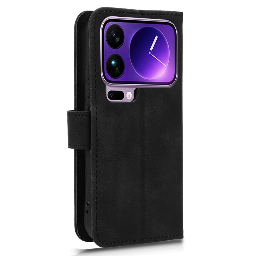 For Xiaomi 17 Pro Max Leather Case Skin Feel Anti Drop Wallet Flip Phone Cover - Black