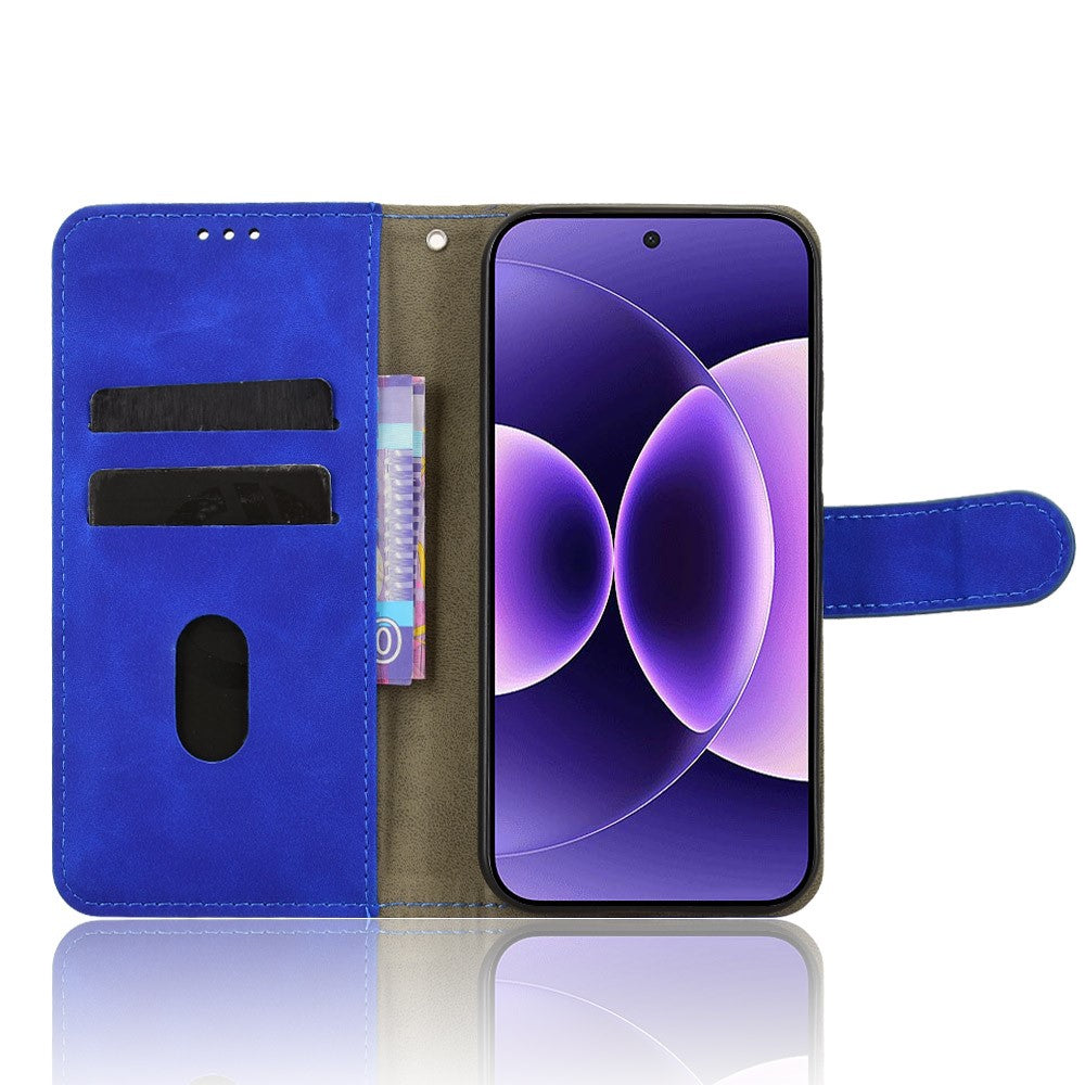 For Xiaomi 17 Pro Max Leather Case Skin Feel Anti Drop Wallet Flip Phone Cover - Blue