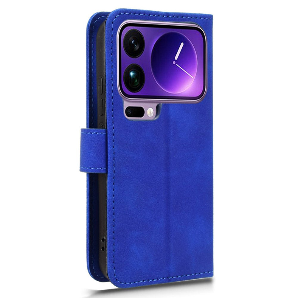 For Xiaomi 17 Pro Max Leather Case Skin Feel Anti Drop Wallet Flip Phone Cover - Blue