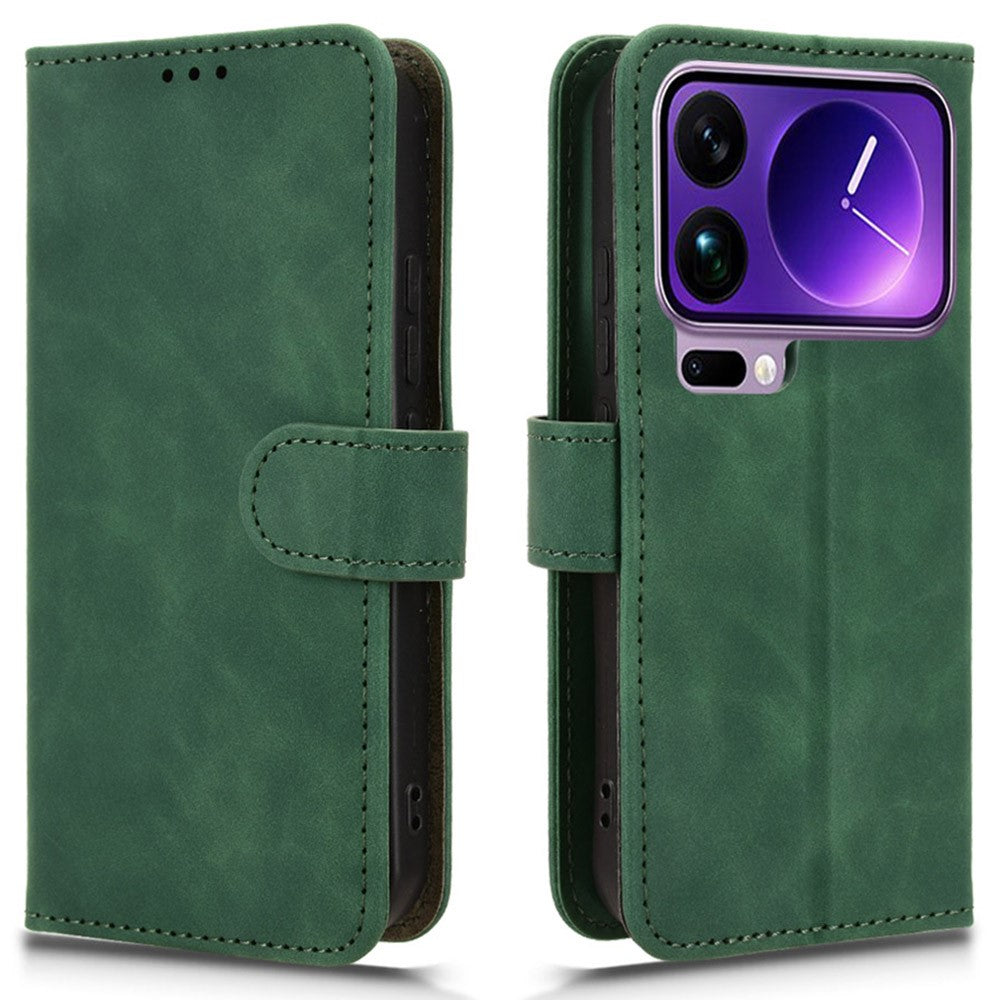 For Xiaomi 17 Pro Max Leather Case Skin Feel Anti Drop Wallet Flip Phone Cover - Green