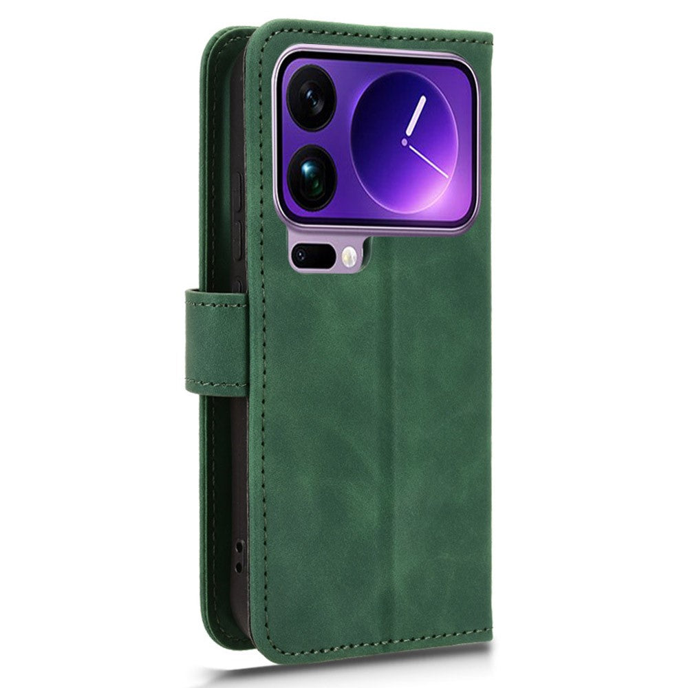 For Xiaomi 17 Pro Max Leather Case Skin Feel Anti Drop Wallet Flip Phone Cover - Green