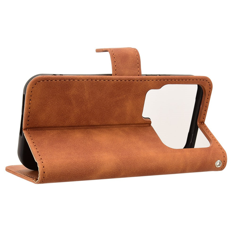 For Xiaomi 17 Pro Max Leather Case Skin Feel Anti Drop Wallet Flip Phone Cover - Brown