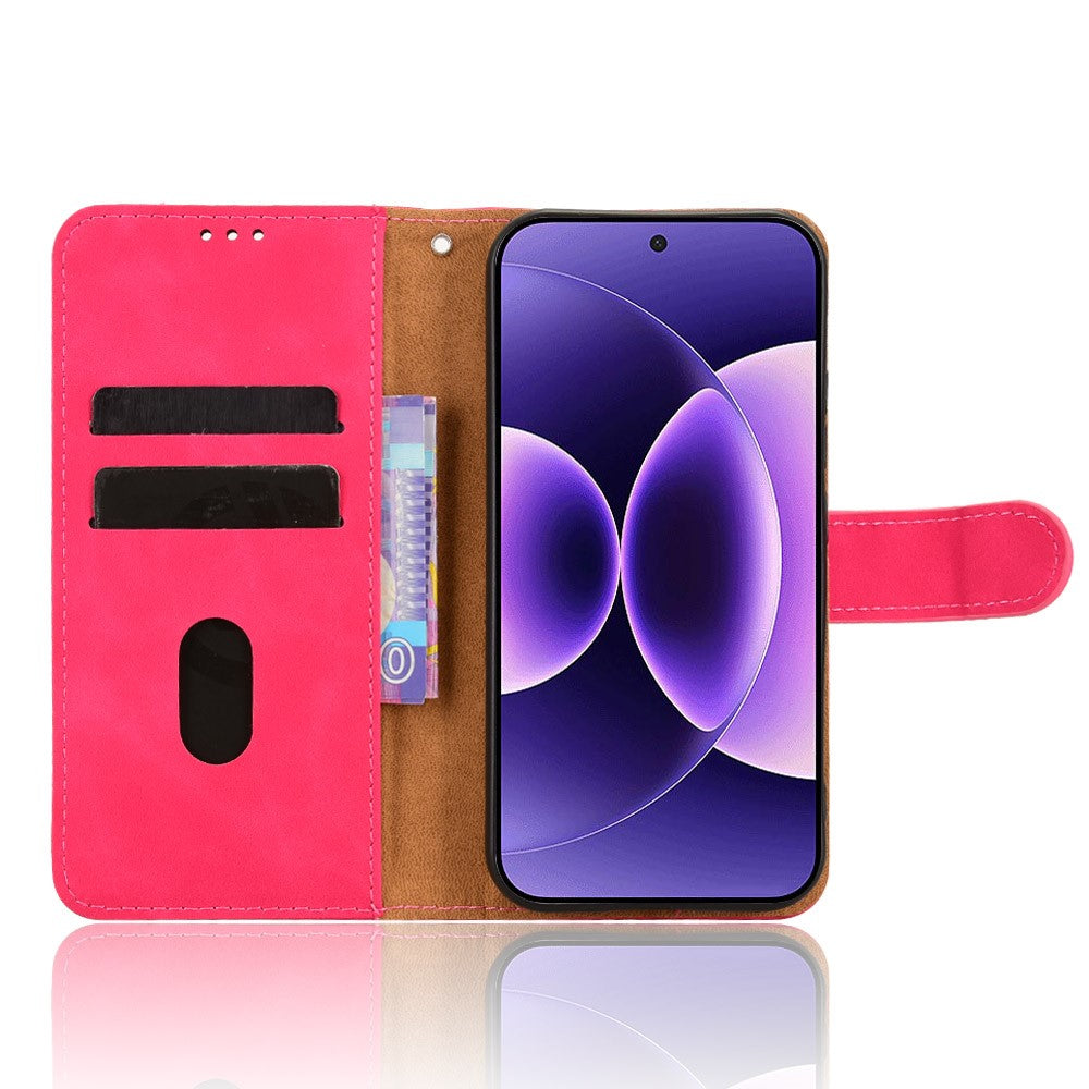 For Xiaomi 17 Pro Max Leather Case Skin Feel Anti Drop Wallet Flip Phone Cover - Rose