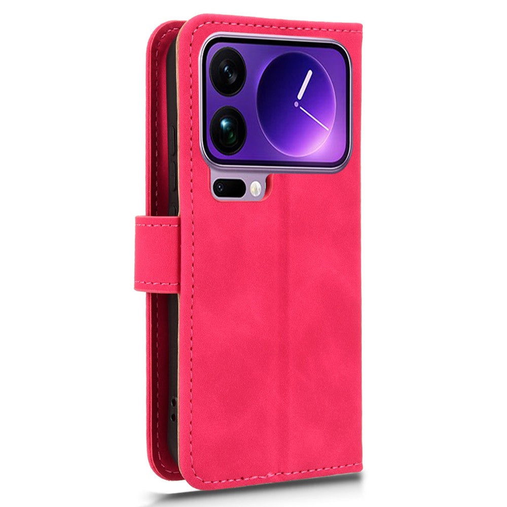 For Xiaomi 17 Pro Max Leather Case Skin Feel Anti Drop Wallet Flip Phone Cover - Rose