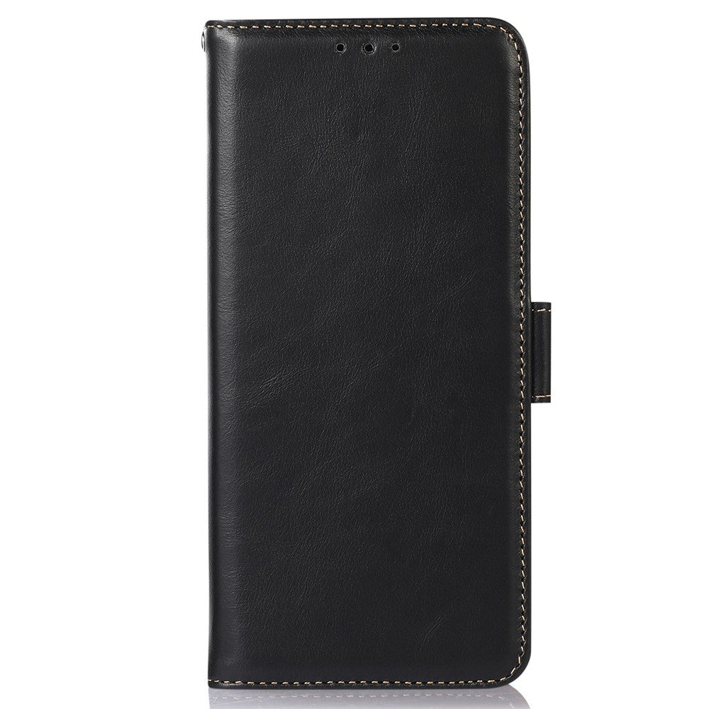 For Xiaomi 17 Pro Max Case RFID Blocking Genuine Cow Leather Wallet Phone Cover - Black