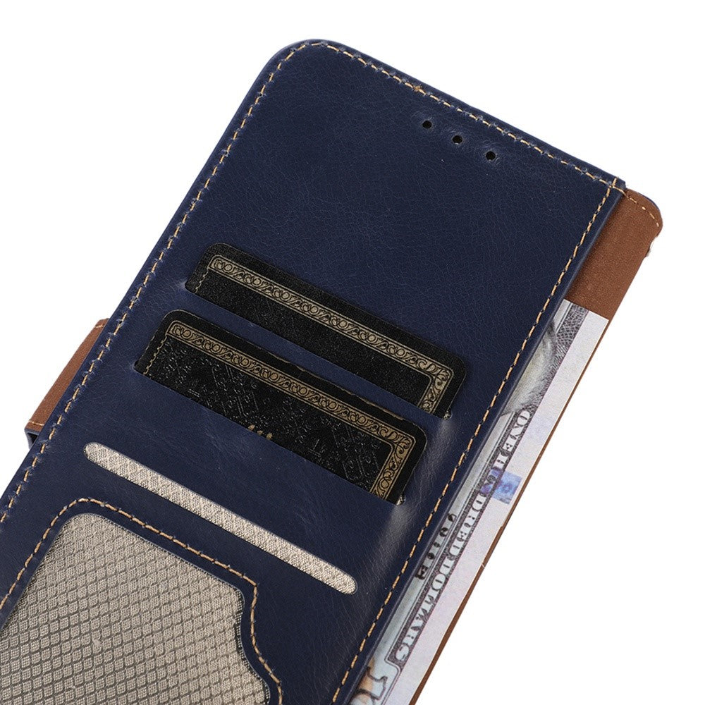 For Xiaomi 17 Pro Max Case RFID Blocking Genuine Cow Leather Wallet Phone Cover - Blue