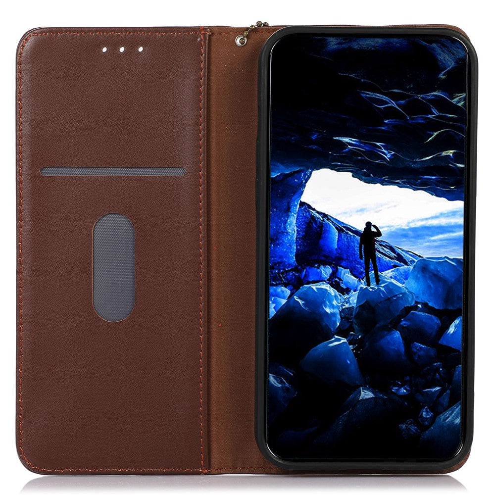 KHAZNEH For Xiaomi 17 Pro Max Case Wallet Genuine Cow Leather Phone Cover Nappa Texture - Brown