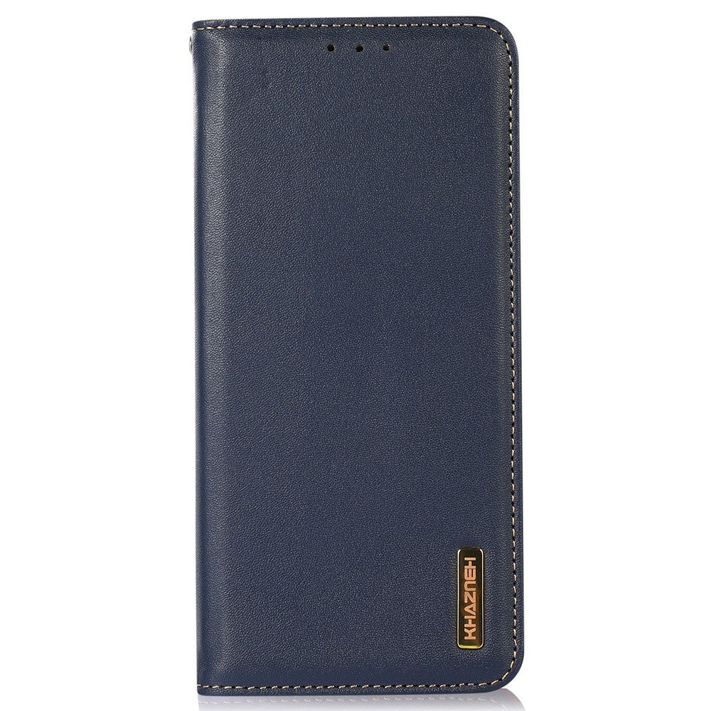 KHAZNEH For Xiaomi 17 Pro Max Case Wallet Genuine Cow Leather Phone Cover Nappa Texture - Blue