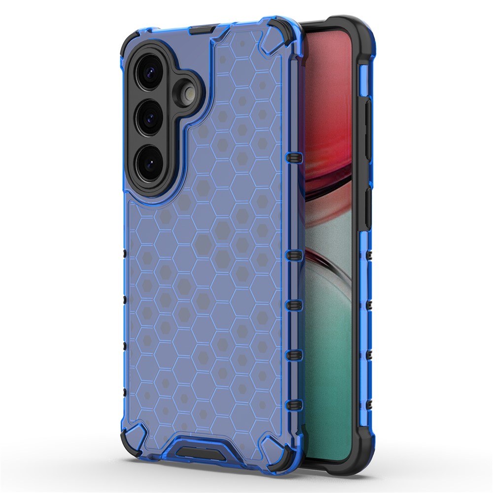 For-Samsung-Galaxy-S26-/-S26-Pro-Case-PC-+-TPU-Phone-Cover-Honeycomb-Shape-Blue
