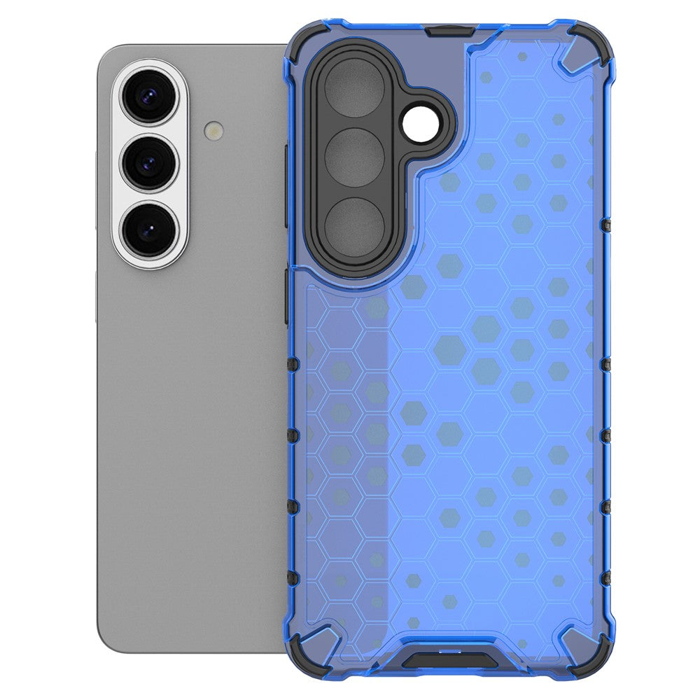 For-Samsung-Galaxy-S26-/-S26-Pro-Case-PC-+-TPU-Phone-Cover-Honeycomb-Shape-Blue