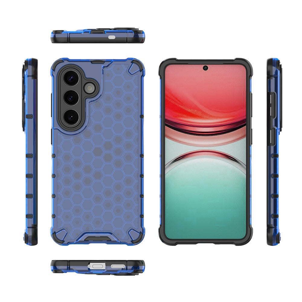 For-Samsung-Galaxy-S26-/-S26-Pro-Case-PC-+-TPU-Phone-Cover-Honeycomb-Shape-Blue