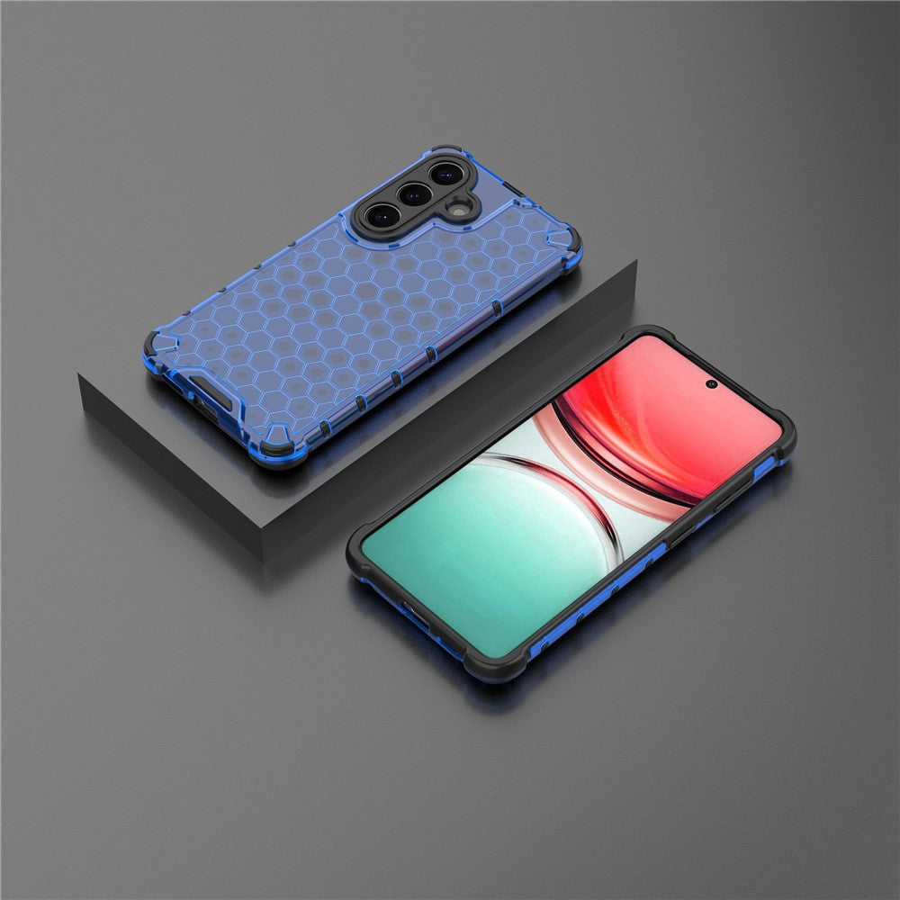 For-Samsung-Galaxy-S26-/-S26-Pro-Case-PC-+-TPU-Phone-Cover-Honeycomb-Shape-Blue