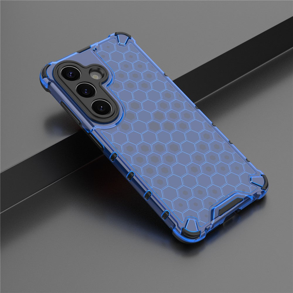 For-Samsung-Galaxy-S26-/-S26-Pro-Case-PC-+-TPU-Phone-Cover-Honeycomb-Shape-Blue