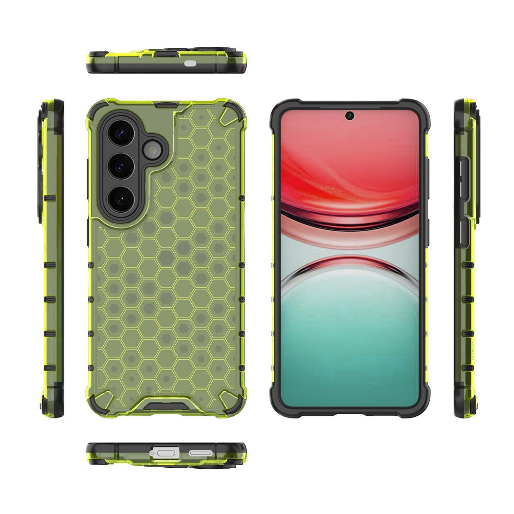 For-Samsung-Galaxy-S26-/-S26-Pro-Case-PC-+-TPU-Phone-Cover-Honeycomb-Shape-Green