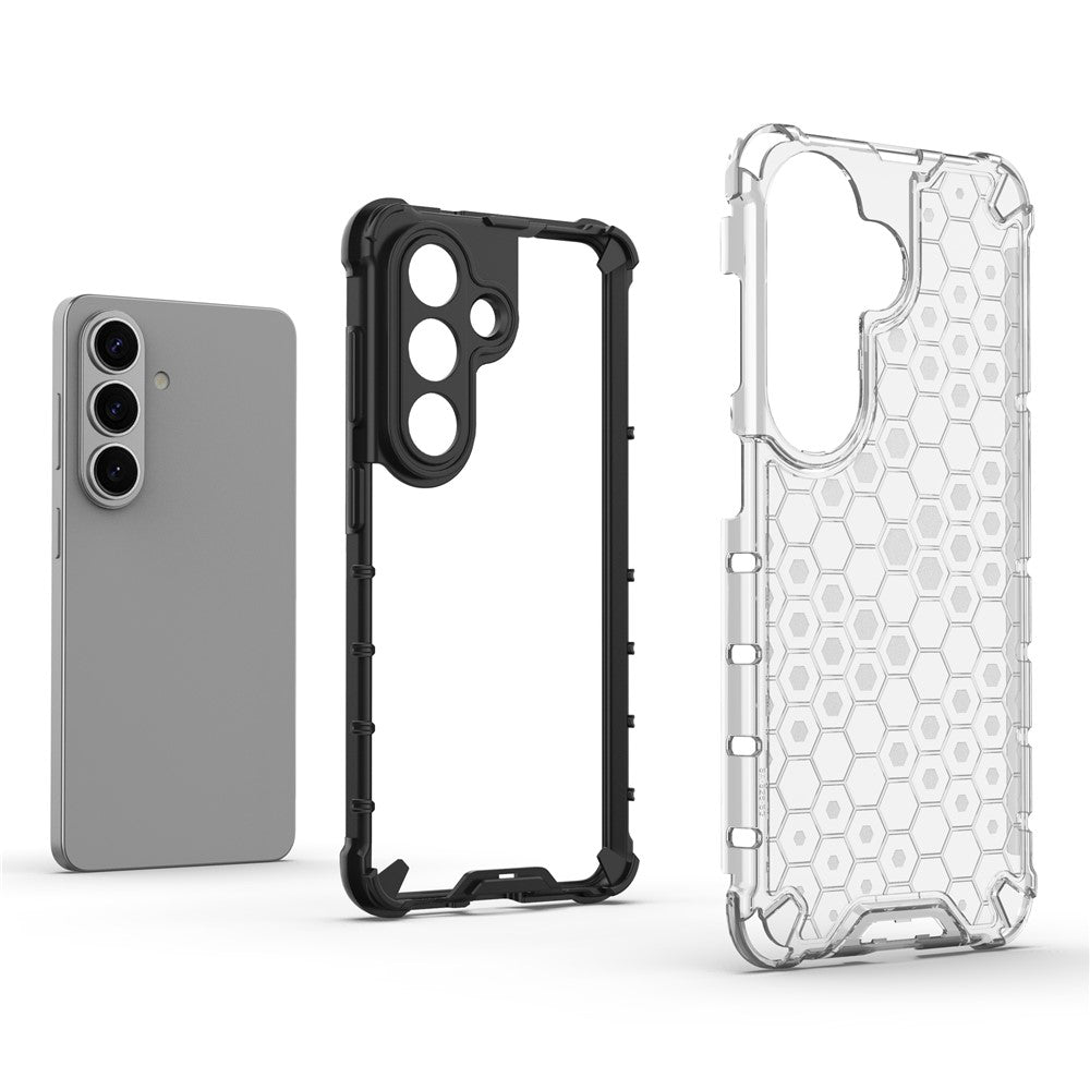 For-Samsung-Galaxy-S26-/-S26-Pro-Case-PC-+-TPU-Phone-Cover-Honeycomb-Shape-Black
