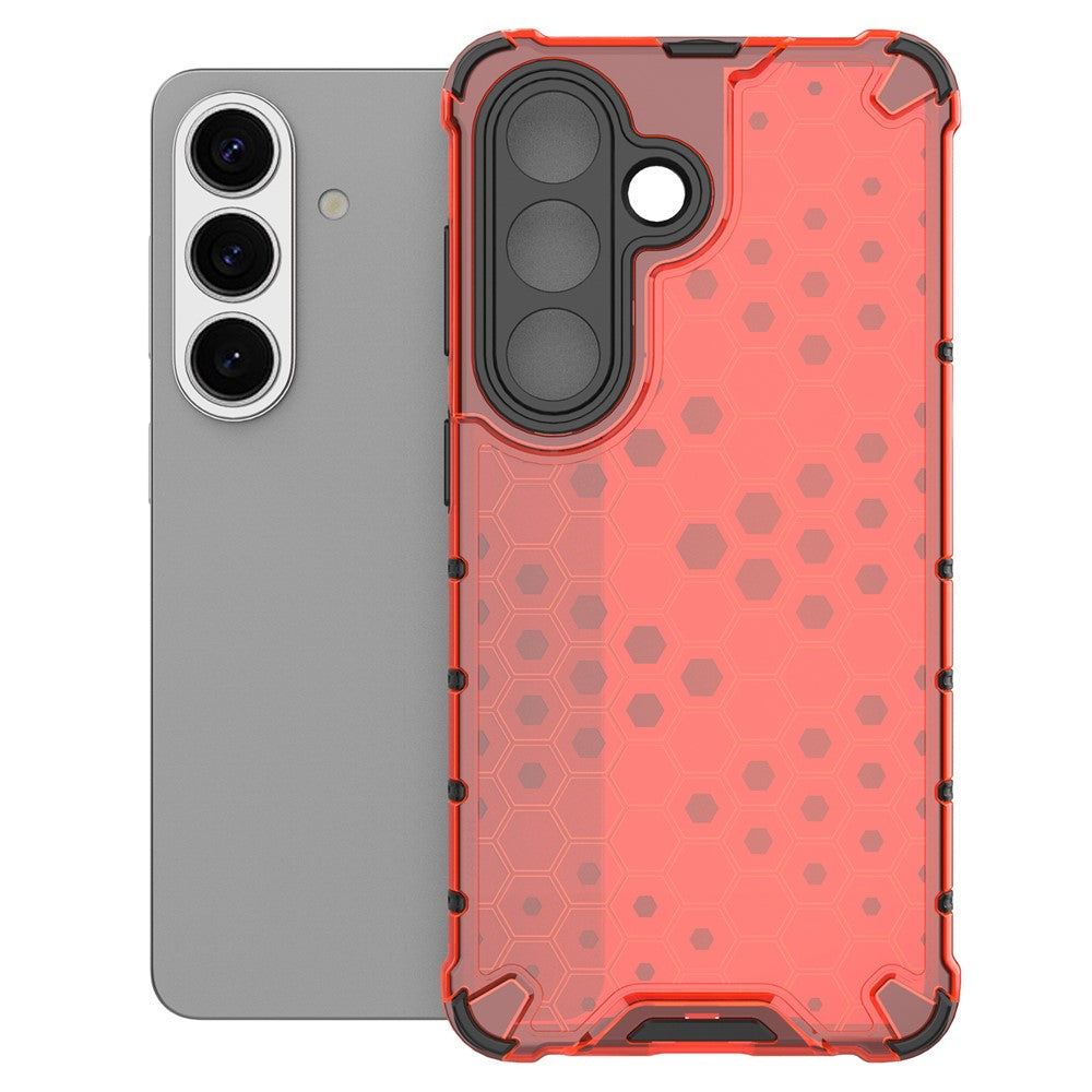 For-Samsung-Galaxy-S26-/-S26-Pro-Case-PC-+-TPU-Phone-Cover-Honeycomb-Shape-Red