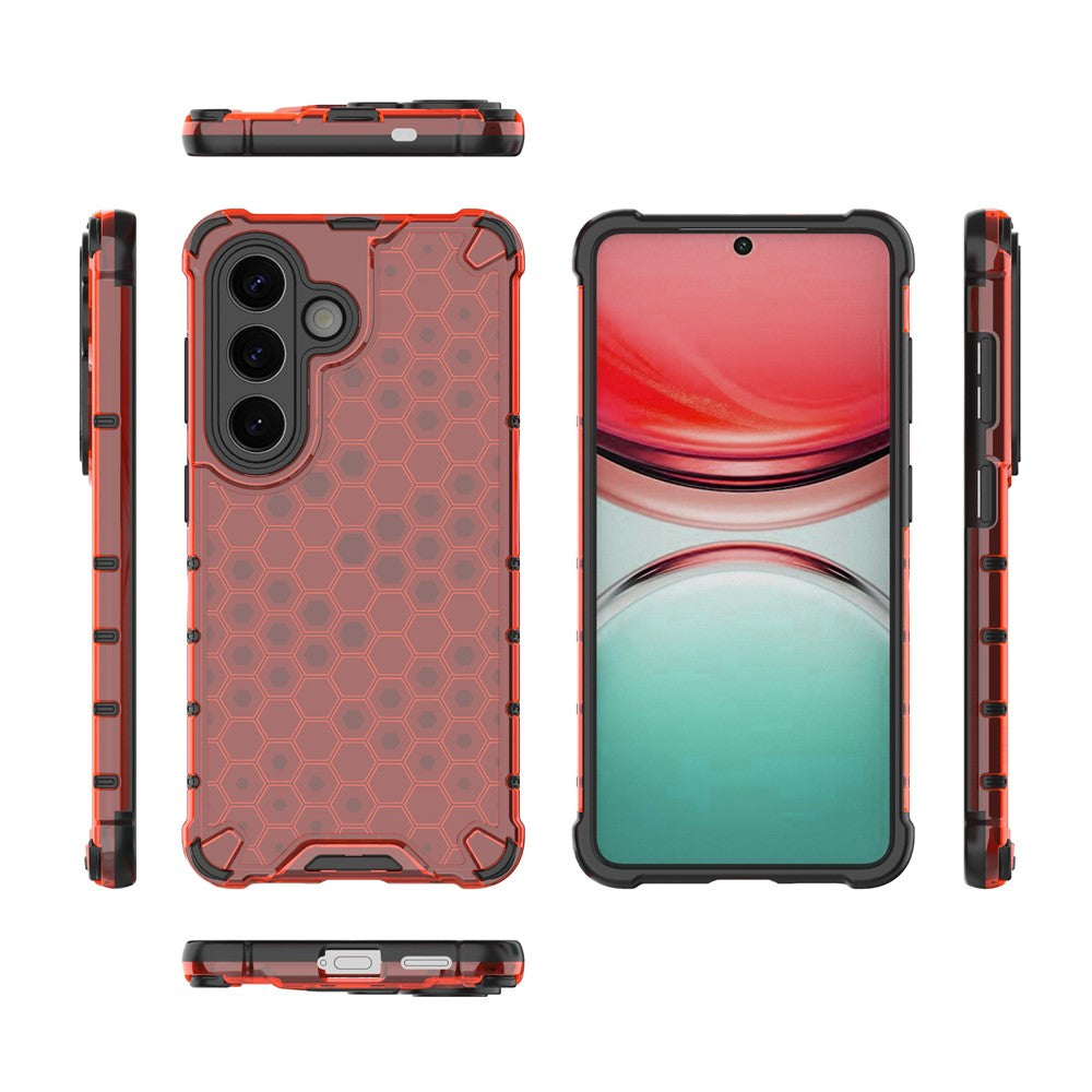 For-Samsung-Galaxy-S26-/-S26-Pro-Case-PC-+-TPU-Phone-Cover-Honeycomb-Shape-Red