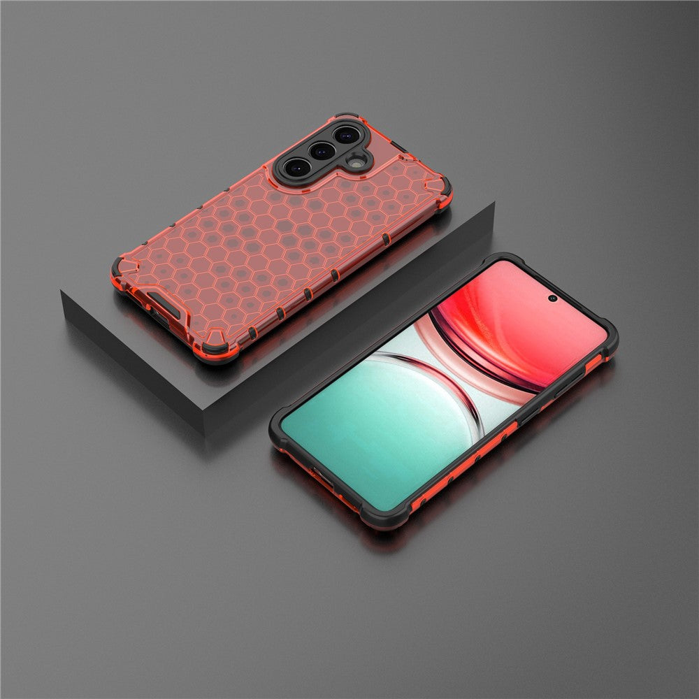 For-Samsung-Galaxy-S26-/-S26-Pro-Case-PC-+-TPU-Phone-Cover-Honeycomb-Shape-Red