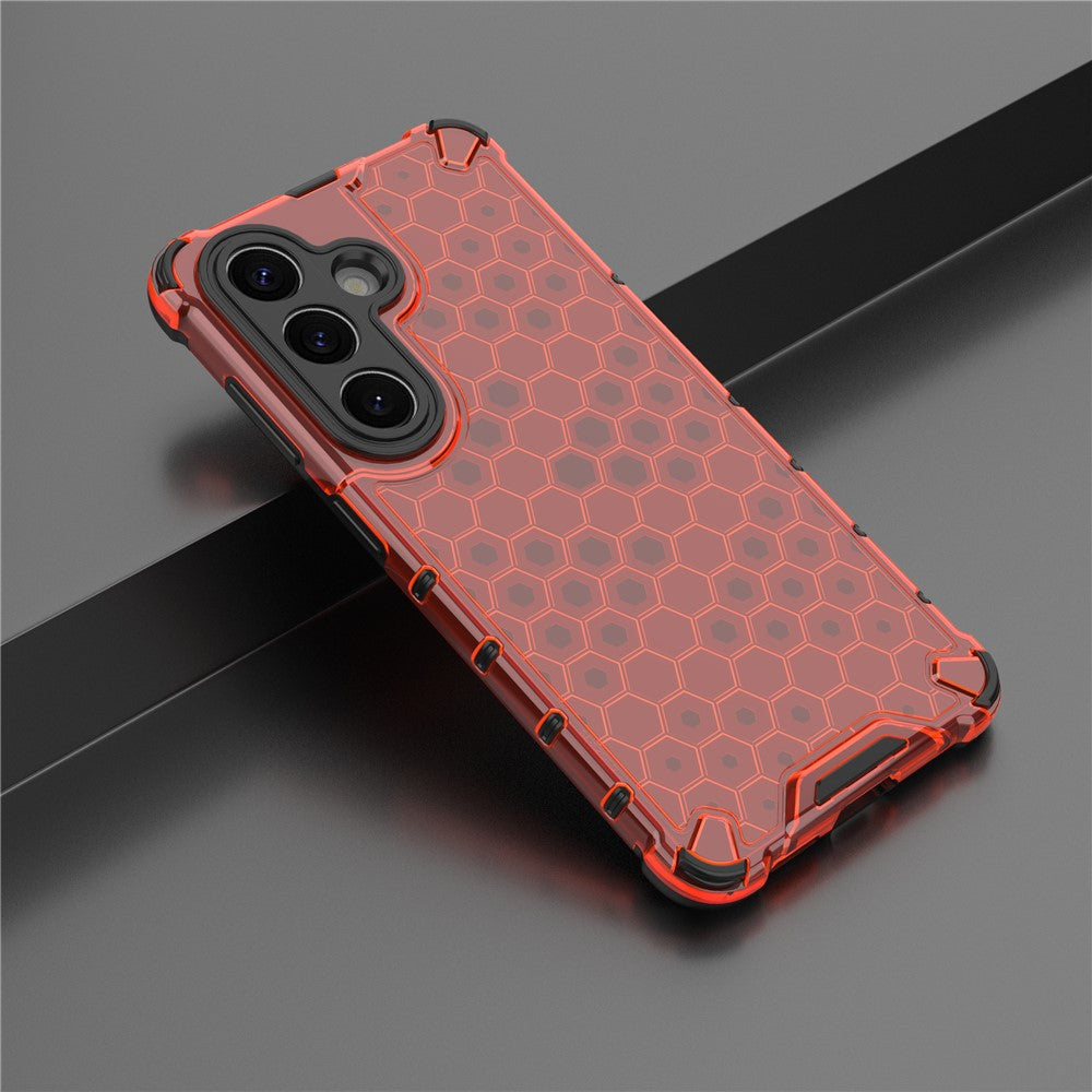For-Samsung-Galaxy-S26-/-S26-Pro-Case-PC-+-TPU-Phone-Cover-Honeycomb-Shape-Red