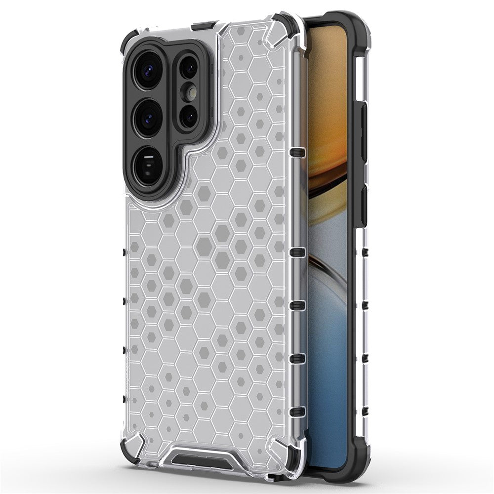 For-Samsung-Galaxy-S26-Ultra-Case-PC-+-TPU-Phone-Cover-Honeycomb-Shape-Grey