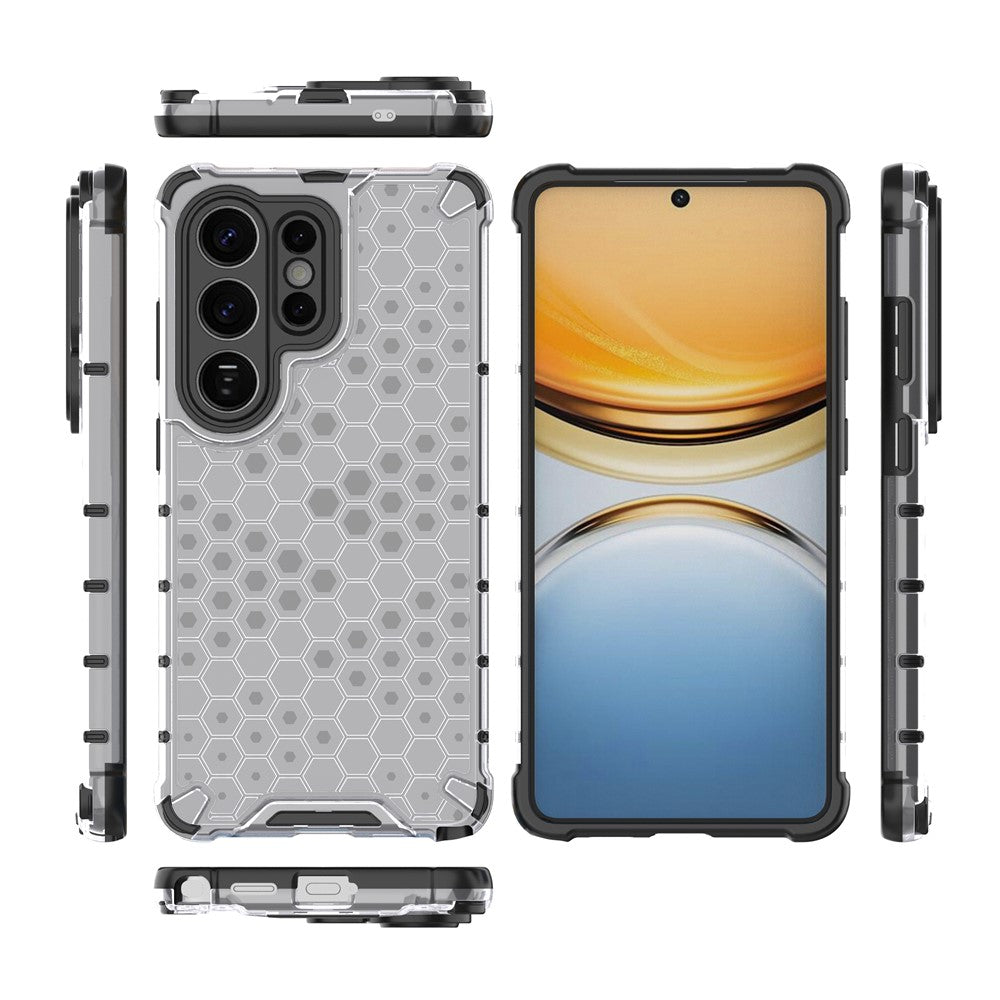 For-Samsung-Galaxy-S26-Ultra-Case-PC-+-TPU-Phone-Cover-Honeycomb-Shape-Grey