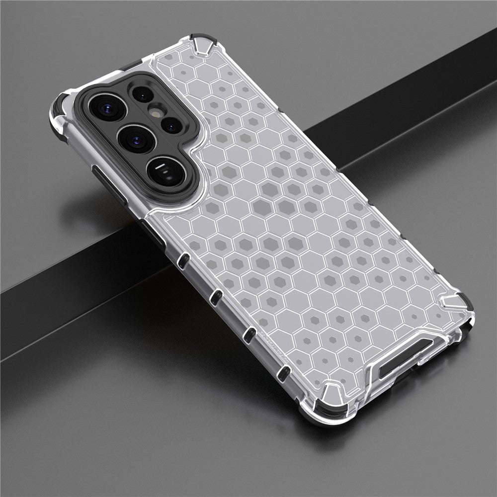 For-Samsung-Galaxy-S26-Ultra-Case-PC-+-TPU-Phone-Cover-Honeycomb-Shape-Grey