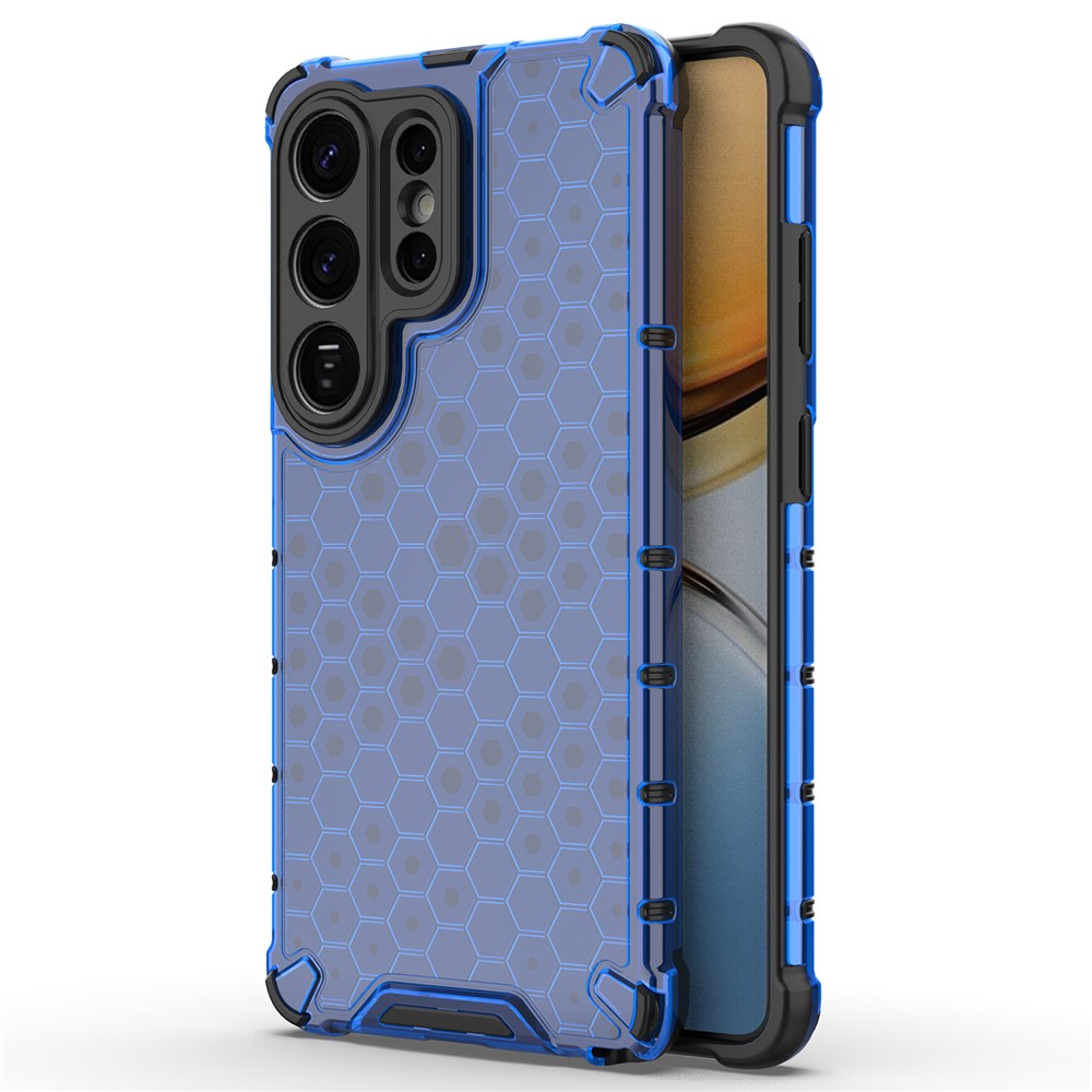 For-Samsung-Galaxy-S26-Ultra-Case-PC-+-TPU-Phone-Cover-Honeycomb-Shape-Blue