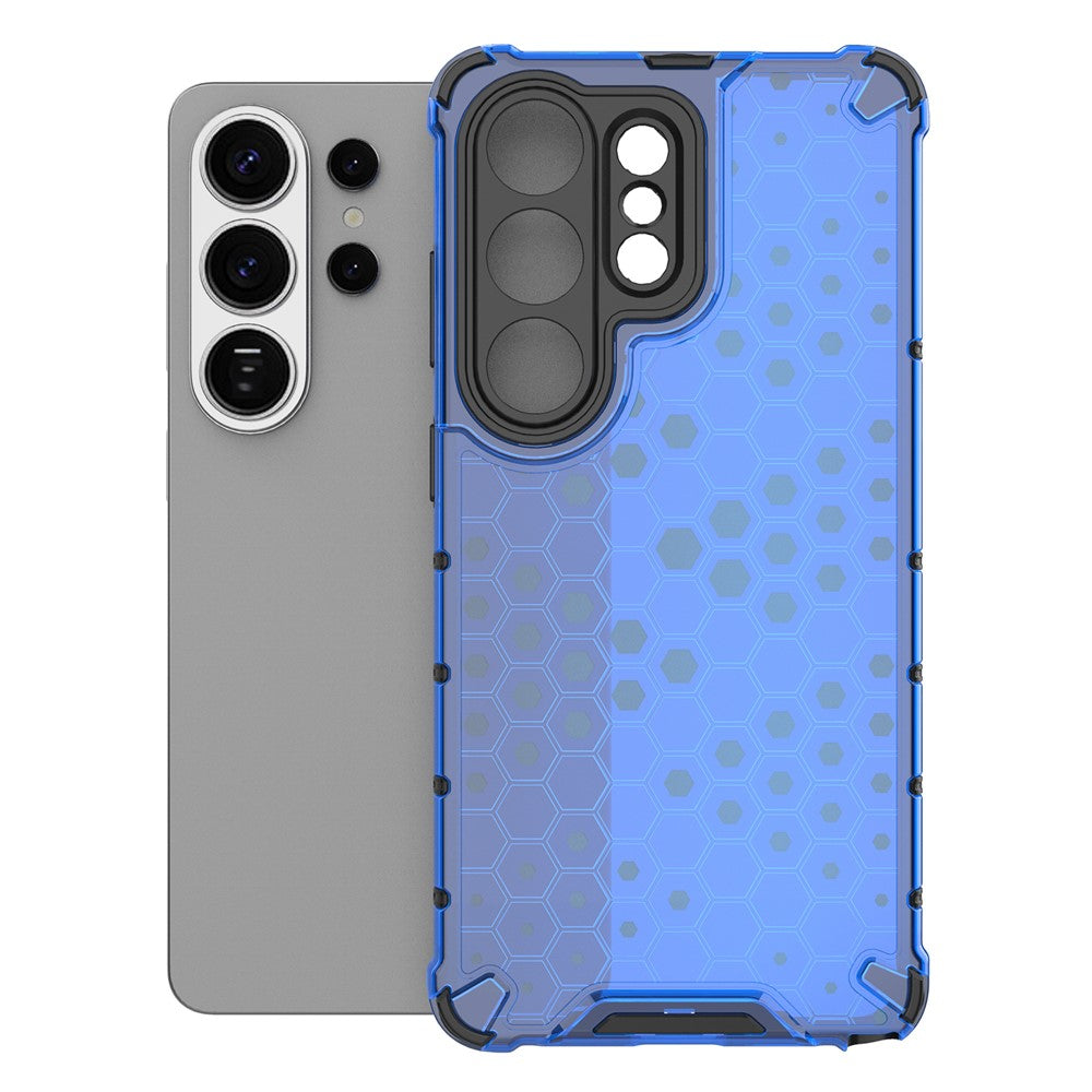 For-Samsung-Galaxy-S26-Ultra-Case-PC-+-TPU-Phone-Cover-Honeycomb-Shape-Blue