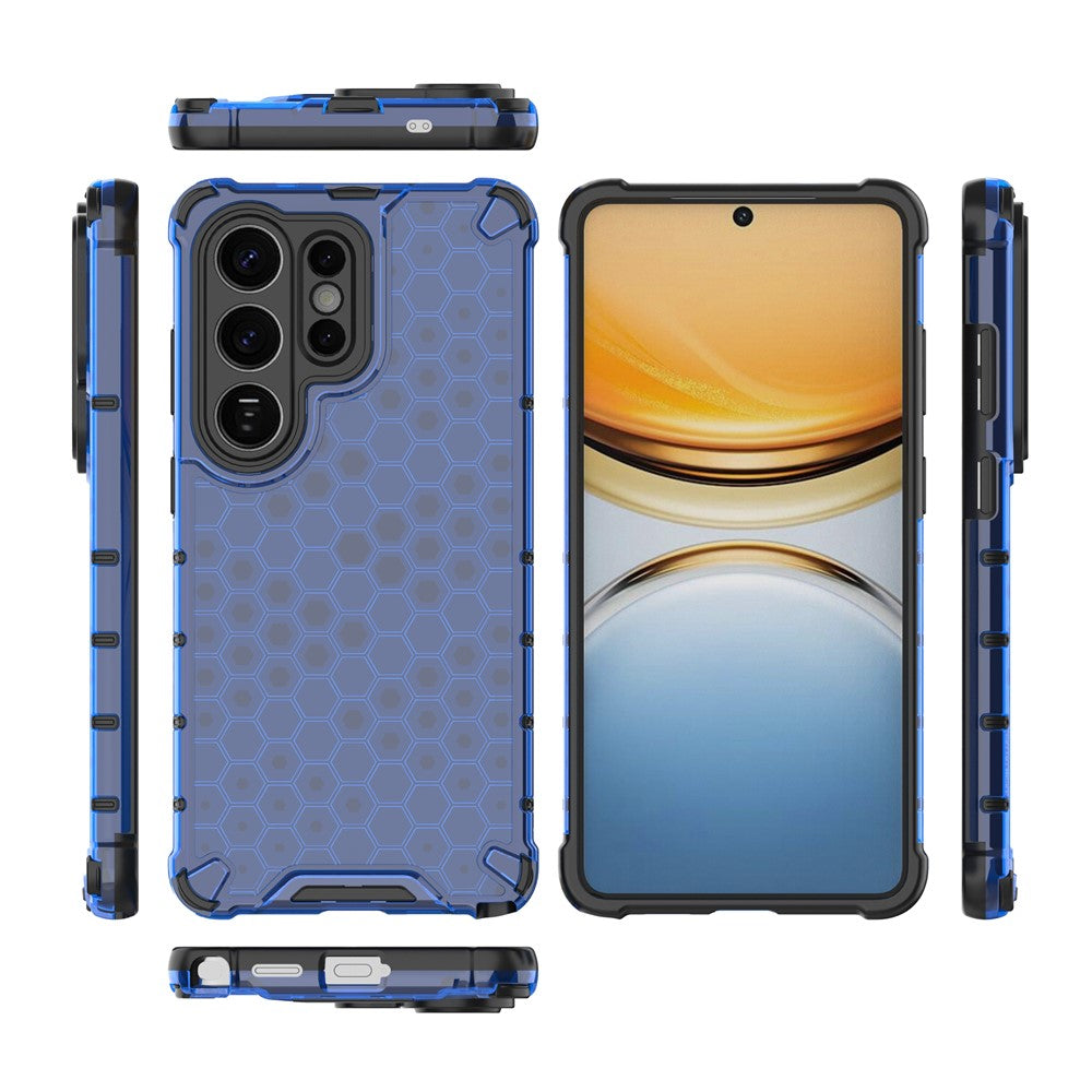 For-Samsung-Galaxy-S26-Ultra-Case-PC-+-TPU-Phone-Cover-Honeycomb-Shape-Blue