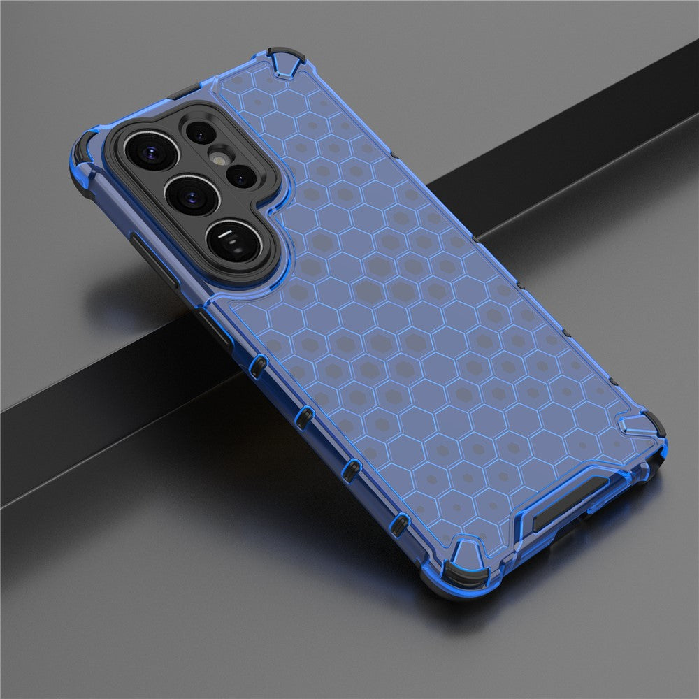 For-Samsung-Galaxy-S26-Ultra-Case-PC-+-TPU-Phone-Cover-Honeycomb-Shape-Blue
