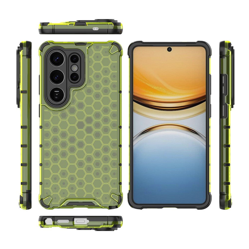 For-Samsung-Galaxy-S26-Ultra-Case-PC-+-TPU-Phone-Cover-Honeycomb-Shape-Green