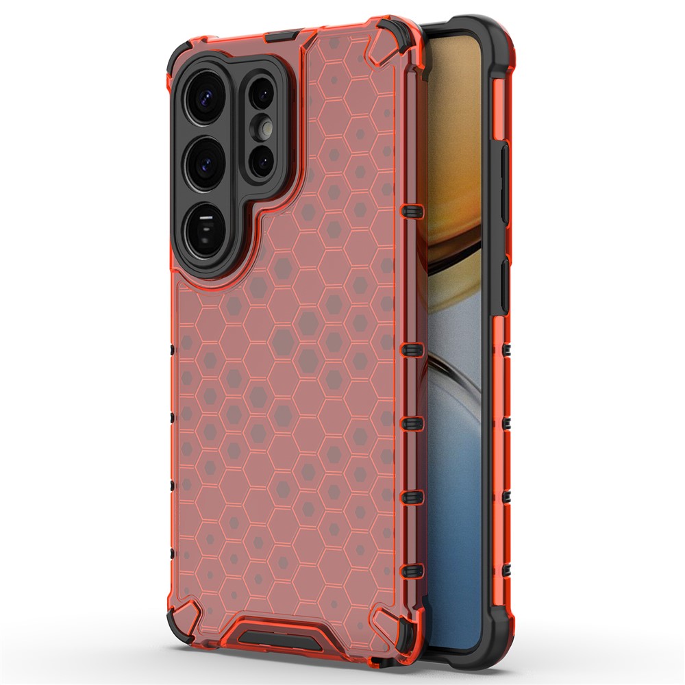 For-Samsung-Galaxy-S26-Ultra-Case-PC-+-TPU-Phone-Cover-Honeycomb-Shape-Red