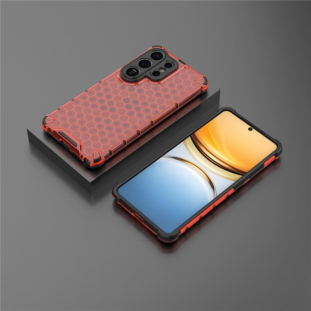 For-Samsung-Galaxy-S26-Ultra-Case-PC-+-TPU-Phone-Cover-Honeycomb-Shape-Red