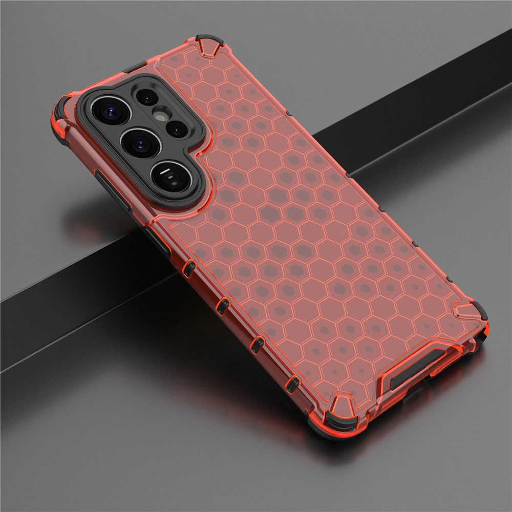 For-Samsung-Galaxy-S26-Ultra-Case-PC-+-TPU-Phone-Cover-Honeycomb-Shape-Red