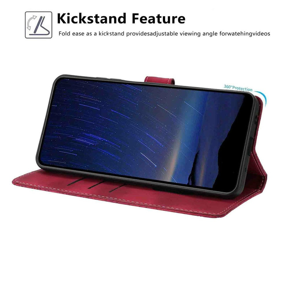 For Xiaomi 17 Pro Max Flip Case Cherry Blossom Pattern Leather Wallet Stand Phone Cover with Wrist Strap - Wine Red