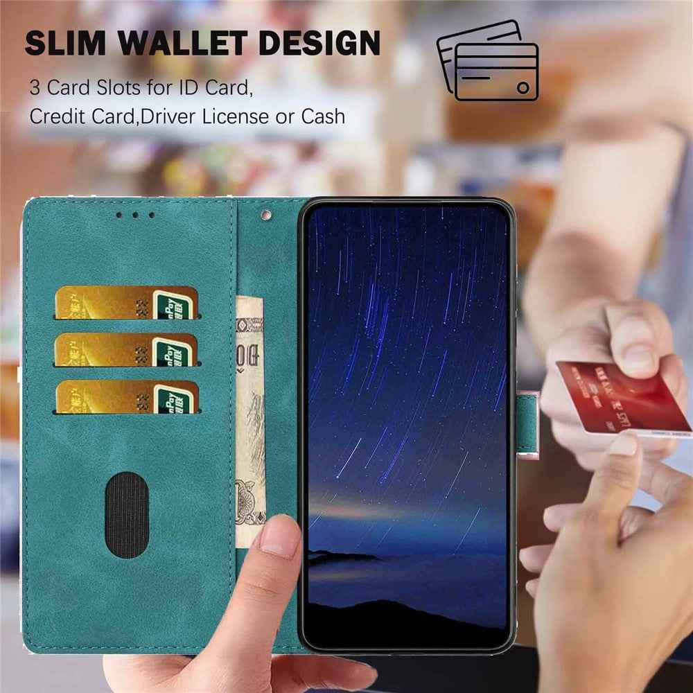For Xiaomi 17 Pro Flip Case Cherry Blossom Pattern Leather Wallet Stand Phone Cover with Wrist Strap - Green