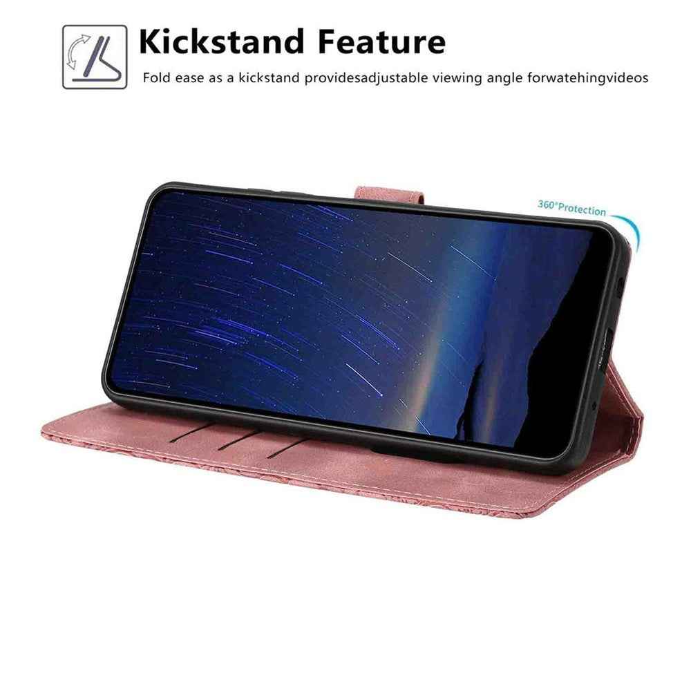 For Xiaomi 17 Pro Flip Case Cherry Blossom Pattern Leather Wallet Stand Phone Cover with Wrist Strap - Pink
